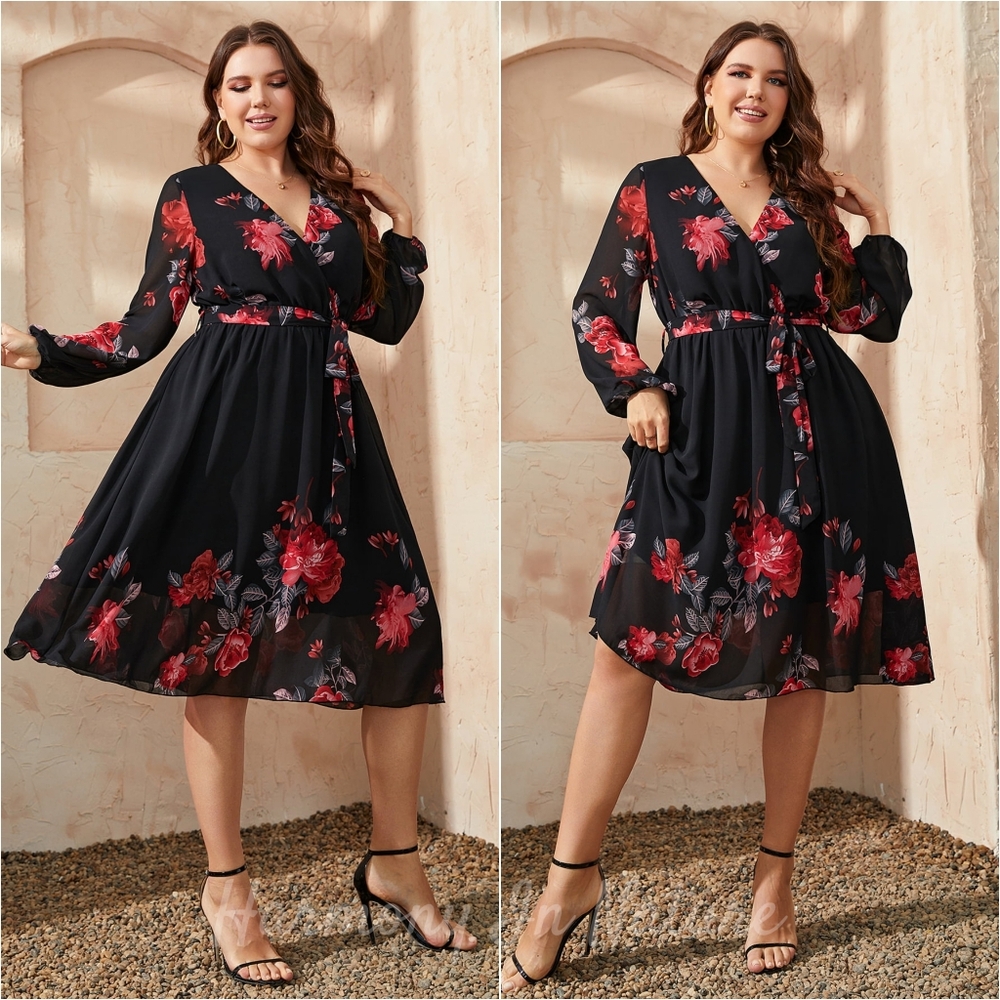 Garden Nights Balloon Sleeve Dress